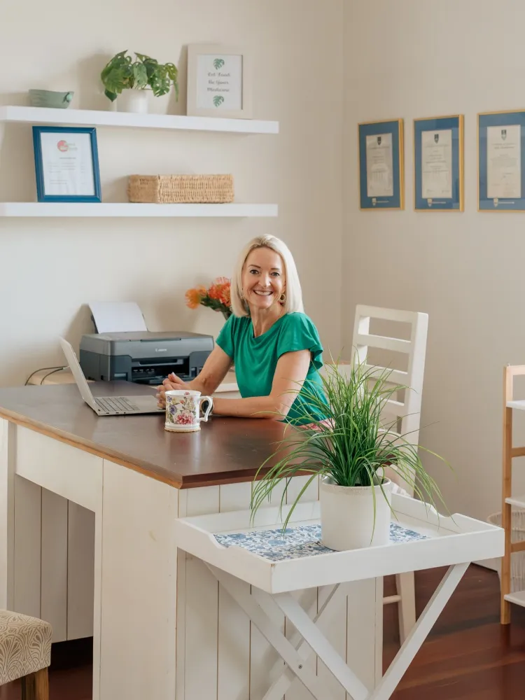 Pippa Manicom working at her Constantia dietitian practice, Cape Town
